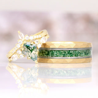 Skye Kite® Green Moss Agate Ring Set in 14K Yellow Gold Vermeil