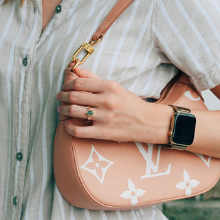Moss Agate & Fire Opal Leaf Couples Ring Set