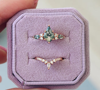 Skye Kite® Green Moss Agate Engagement Ring Set in 14K Rose Gold Vermeil