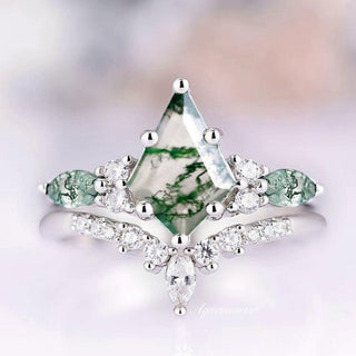 Skye Kite®  Kite Green Moss Agate Ring Set- Sterling Silver