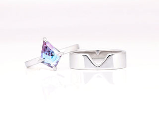 Kite Alexandrite Couples Ring Set
