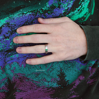 Oval Cut Emerald Leaf Couples Ring Set