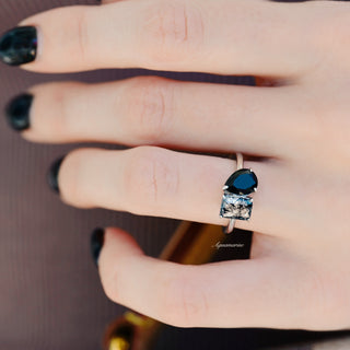 Toi Et Moi Rutilated Quartz & Black Onyx Ring- 14K White Gold