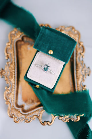 Claire Green Moss Agate Engagement Ring in 14K White Gold