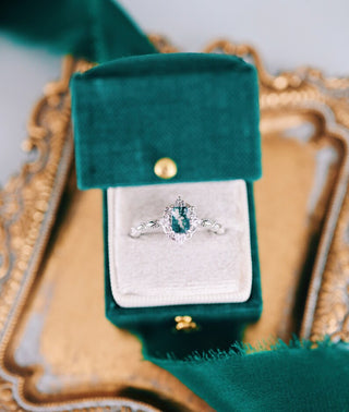 Claire Green Moss Agate Engagement Ring in 14K White Gold