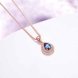 Teardrop Alexandrite Necklace in 14K Rose Gold Vermeil