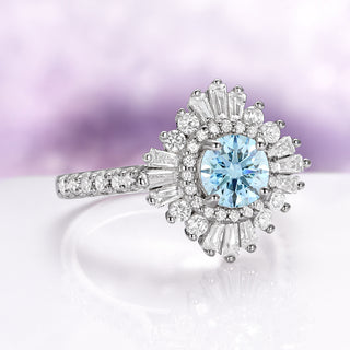 Joelle Vintage Aquamarine Engagement Ring in 14K White Gold