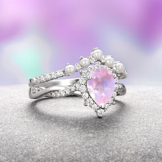 Briar Rose Quartz & Pearl Ring Set in Sterling Silver