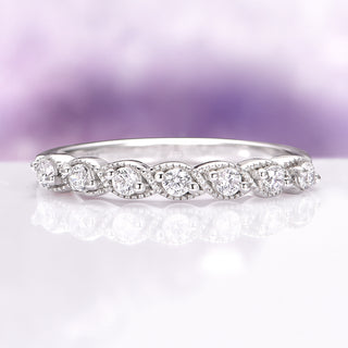Art Deco Milgrain Wedding Band in 14K White Gold