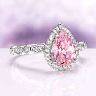 Luxe Teardrop Pink Sapphire Ring in Sterling Silver