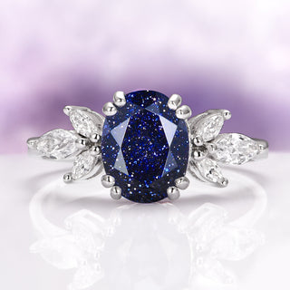 Eva Starry Night (Sandstone) Engagement Ring in 14K White Gold