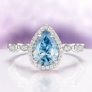 Luxe Natural Aquamarine Engagement Ring in 14K White Gold