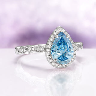Luxe Natural Aquamarine Engagement Ring in 14K White Gold