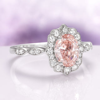 Cordelia Vintage Morganite Engagement Ring in 14K White Gold
