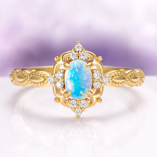 Claire Natural Australian Opal Engagement Ring in 14K Yellow Gold Vermeil