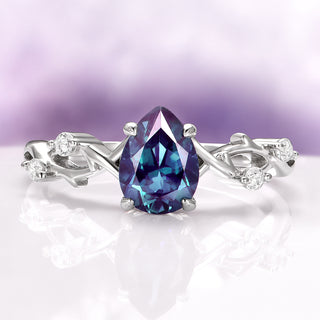 Twisted Vine Alexandrite Twig Engagement Ring in 14K White Gold