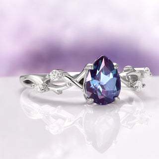 Twisted Vine Alexandrite Twig Engagement Ring in 14K White Gold