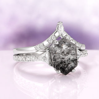 Natural Herkimer Diamond Hexagon Ring Set in Sterling Silver