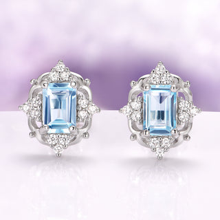 Claire Vintage Aquamarine Stud Earrings in Sterling Silver