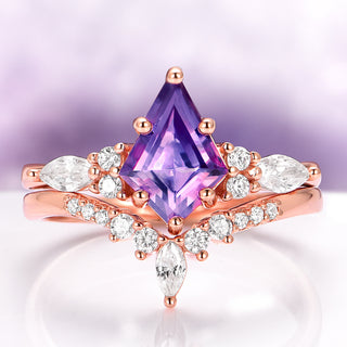 Skye Kite® Natural Amethyst Engagement Ring Set in 14K Solid Rose Gold