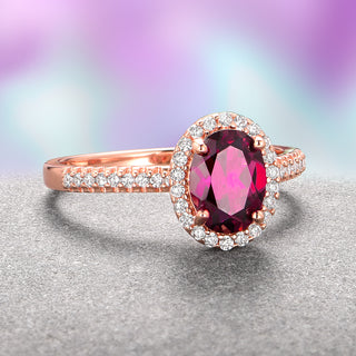 Iris Oval Ruby Ring- 14K Rose Gold Vermeil