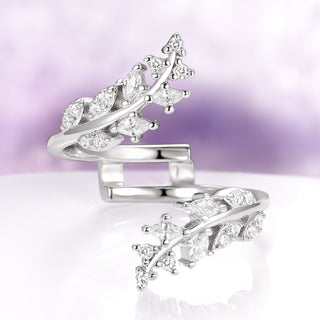 Marquise Diamond Leaf Ring Guard in 14K White Gold