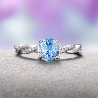 Sophia Twisted Vine Aquamarine Ring in Sterling Silver
