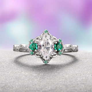 Esme Lab-Grown Diamond & Emerald Ring- 14K White Gold (IGI Certified)