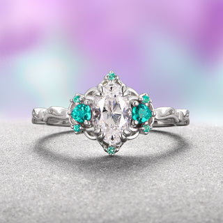 Esme Lab-Grown Diamond & Paraiba Tourmaline Ring- 14K White Gold (IGI Certified)