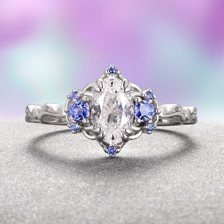 Esme Lab-Grown Diamond & Tanzanite Ring- 14K White Gold (IGI Certified)