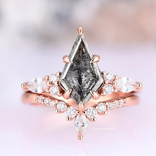 Skye Kite® Galaxy Raw Salt & Pepper (Herkimer) Diamond Ring Set- 14K Rose Gold Vermeil