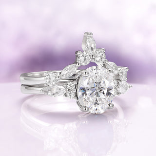 Evelyn Oval Cut White Sapphire Engagement Ring in Sterling Silver