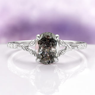 Oval Cut Natural Herkimer Diamond Engagement Ring in 14K White Gold