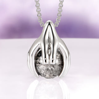 Ethereal Hold Natural Herkimer Diamond Pendant Necklace in Sterling Silver