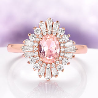 Victoria Vintage Morganite Ring in 14K Rose Gold Vermeil