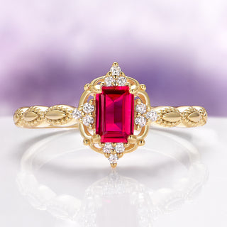 Claire Vintage Ruby Ring in 14K Yellow Gold Vermeil