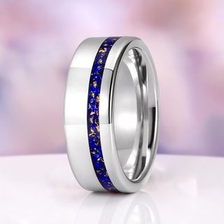 Lapis Lazuli Wedding Band in Tungsten Carbide (8mm)