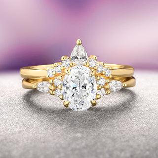Estée Lab-Grown Diamond Bridal Ring Set- 14K Solid Yellow Gold (IGI Certified)