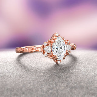 Esme Moissanite Engagment Ring- 14K Solid Rose Gold