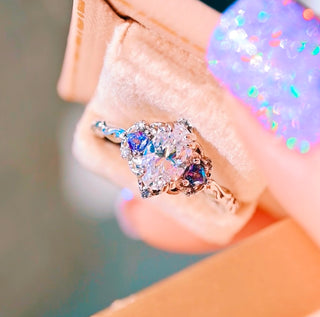 Esme Simulated Diamond and Alexandrite Engagement Ring in Sterling Silver