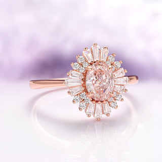 Victoria Vintage Morganite Ring in 14K Solid Rose Gold
