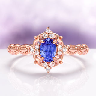Claire Vintage Tanzanite Ring in 14K Rose Gold Vermeil