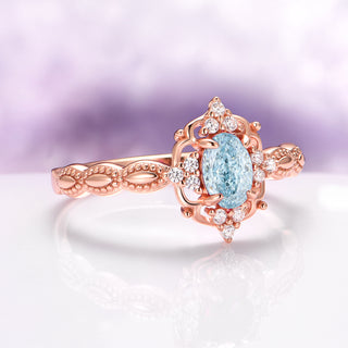 Claire Vintage Aquamarine Ring in 14K Solid Rose Gold