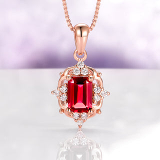 Claire Vintage Natural Red Garnet Necklace in 14K Rose Gold Vermeil