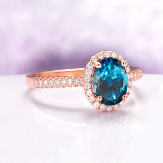 Iris Natural London Blue Topaz Ring in 14K Rose Gold Vermeil