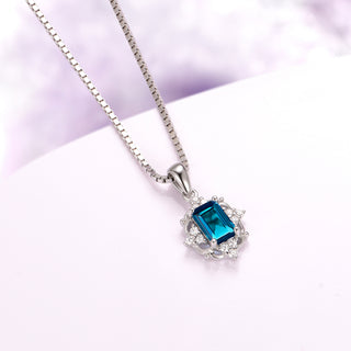 Natural London Blue Topaz Necklace in Sterling Silver