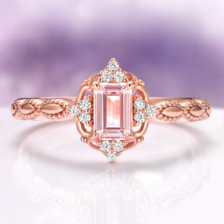Claire Vintage Morganite Ring in 14K Rose Gold Vermeil