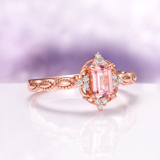 Claire Vintage Morganite Engagement Ring in 14K Solid Rose Gold