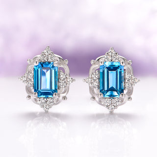 Claire Natural London Blue Topaz Earrings in Sterling Silver