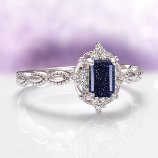 Claire Starry Night Engagement Ring in Sterling Silver